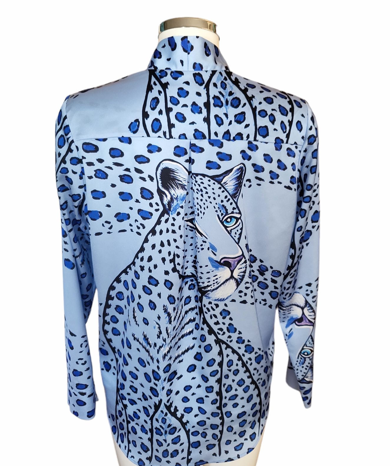 Leopardo Cielo Azzurro Camicia a Maniche Lunghe