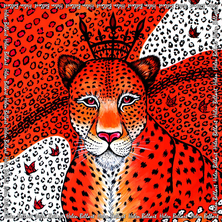 Leopardo Arancio Foulard in Seta cm. 110x110