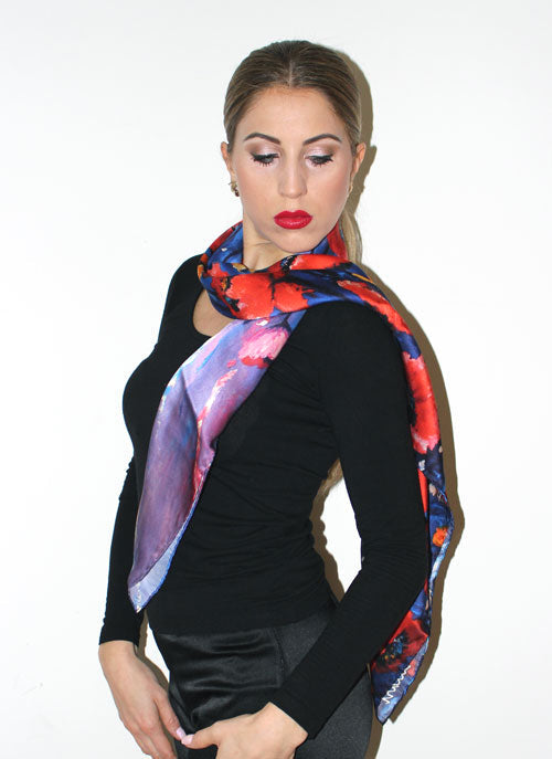 Papavero Foulard in Seta cm. 110x110