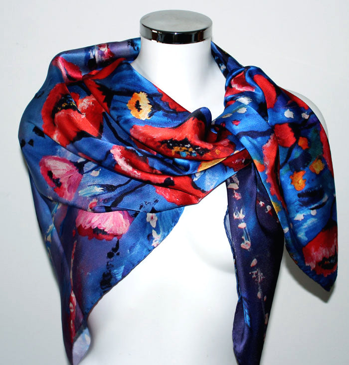 Papavero Foulard in Seta cm. 110x110