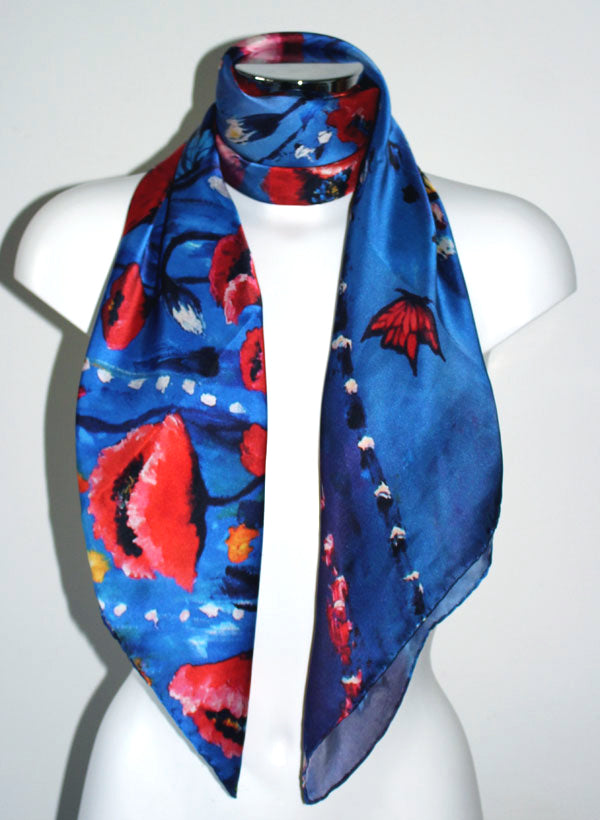 Papavero Foulard in Seta cm. 110x110