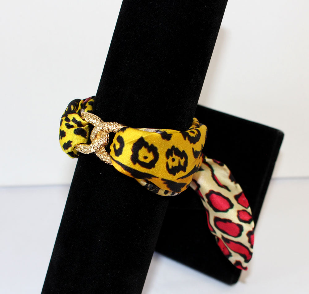 Leopardo Giallo Bracciale Infinty in Seta