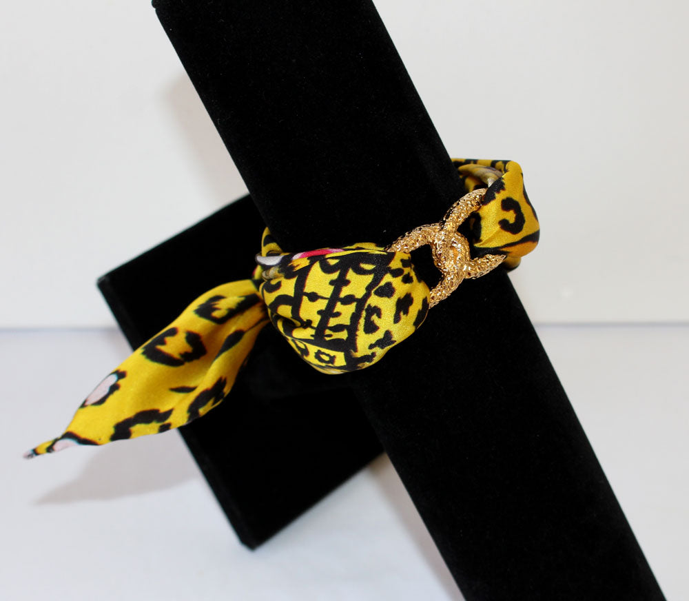 Leopardo Giallo Bracciale Infinty in Seta