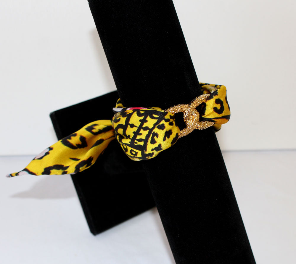 Leopardo Giallo Bracciale Infinty in Seta