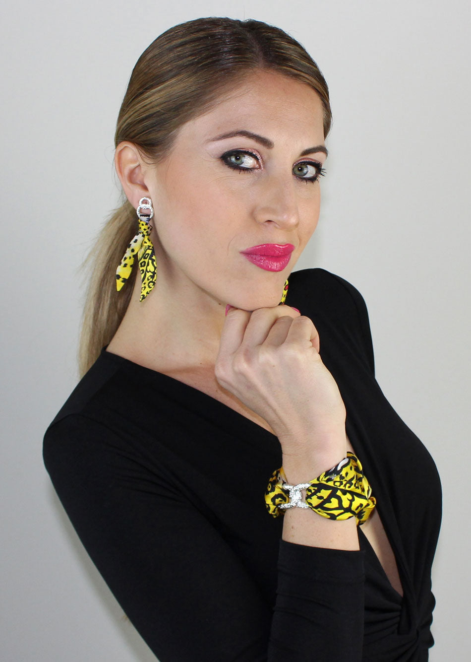 Leopardo Giallo Bracciale Infinty in Seta