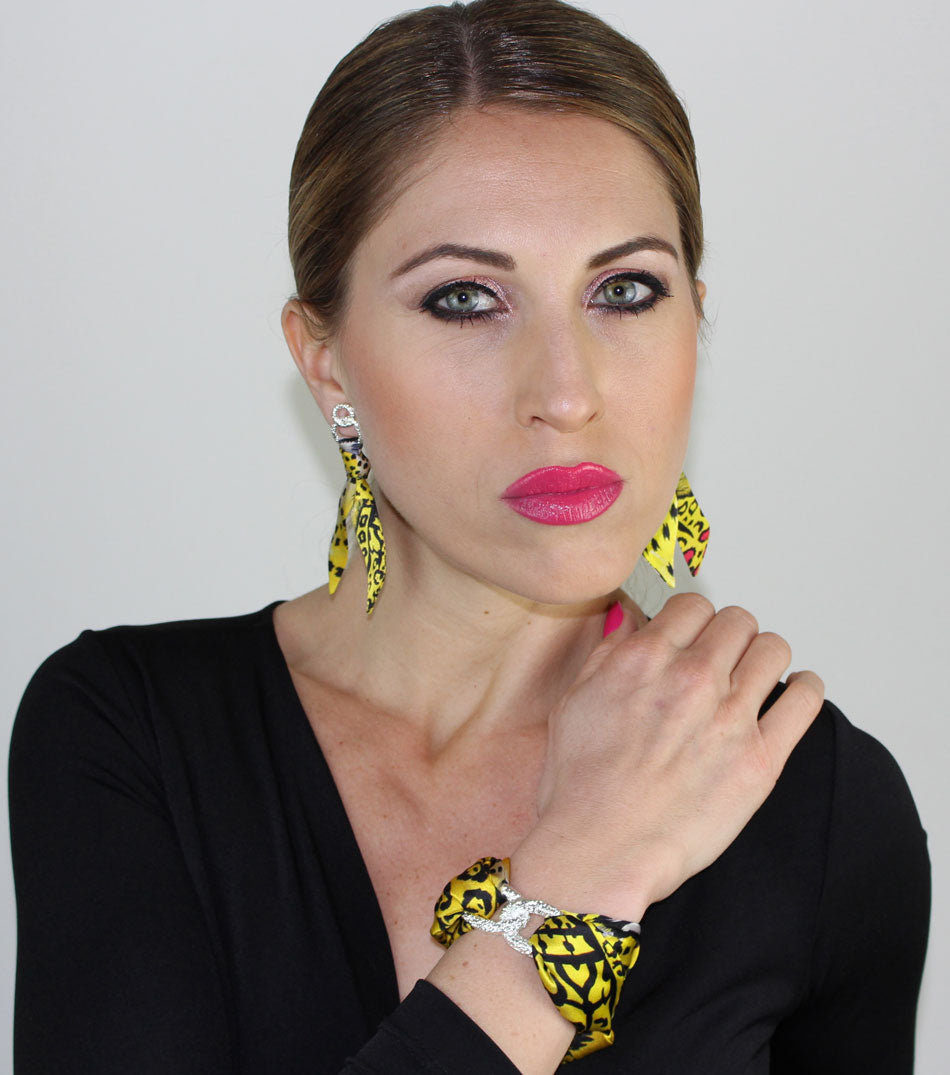 Leopardo Giallo Bracciale Infinty in Seta