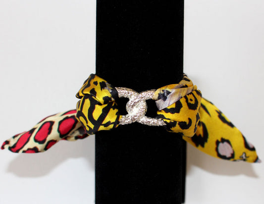 Leopardo Giallo Bracciale Infinty in Seta