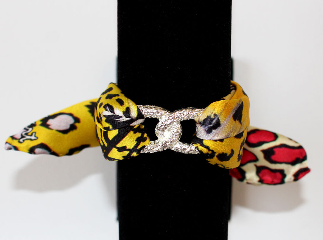 Leopardo Giallo Bracciale Infinty in Seta