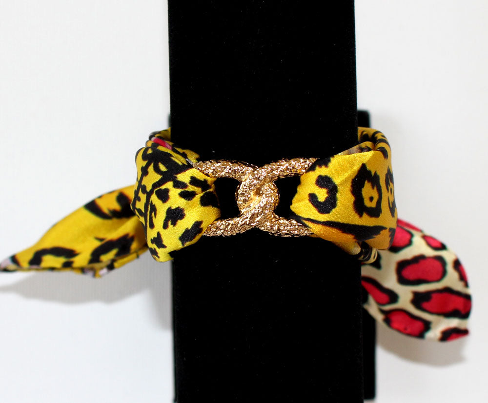 Leopardo Giallo Bracciale Infinty in Seta