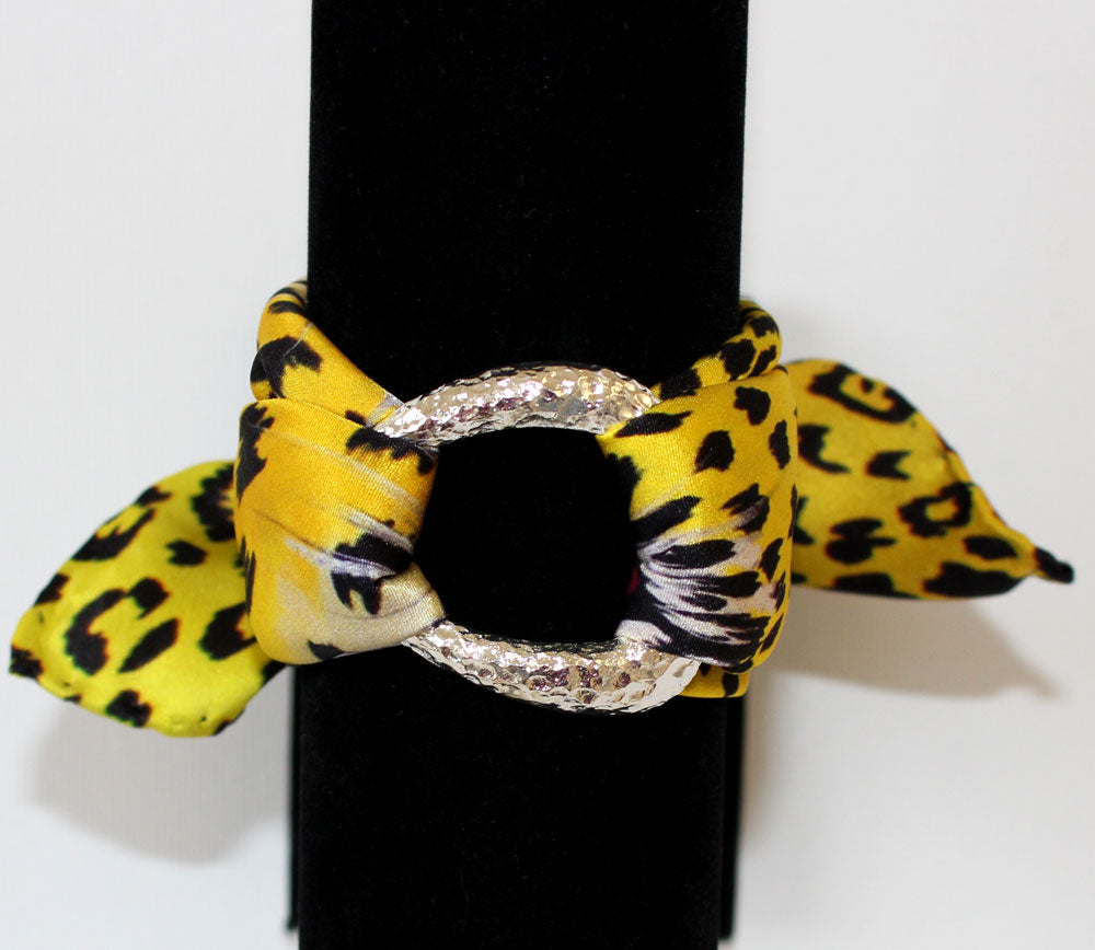 Leopardo Giallo Bracciale in Seta