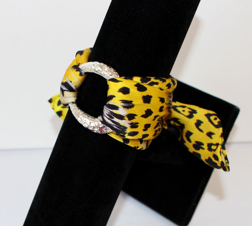 Leopardo Giallo Bracciale in Seta