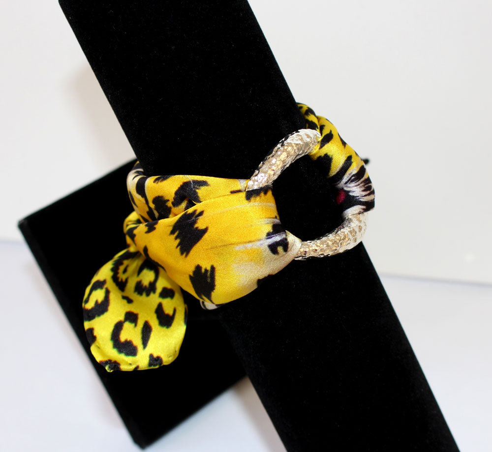 Leopardo Giallo Bracciale in Seta