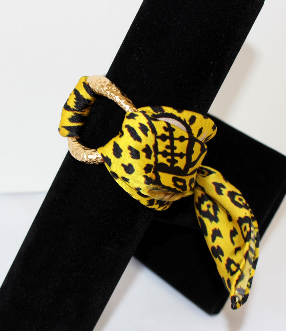 Leopardo Giallo Bracciale in Seta