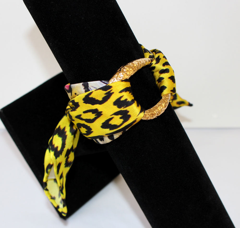 Leopardo Giallo Bracciale in Seta