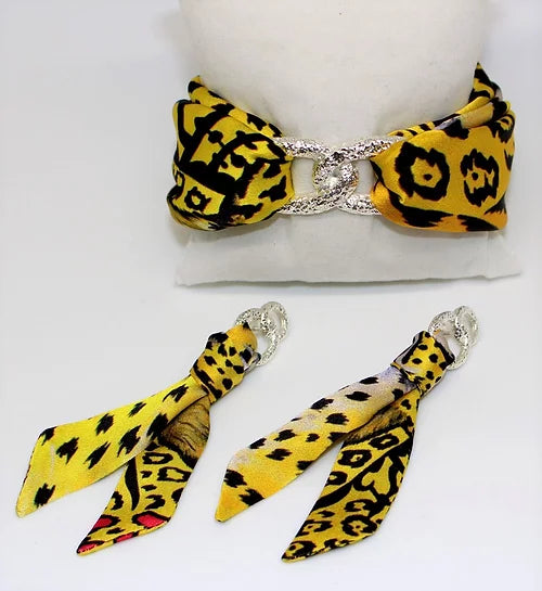 Leopardo Giallo Orecchini in Seta