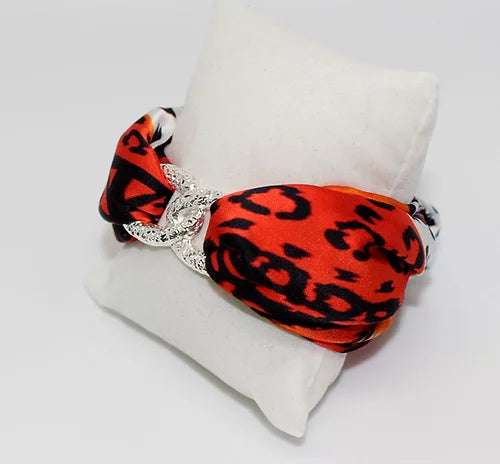 Leopardo Arancio Set Bracciale & Orecchini