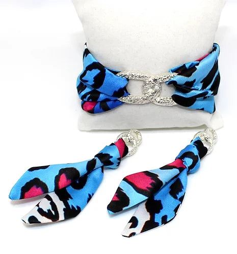 Leopardo Blu Set Bracciale & Orecchini