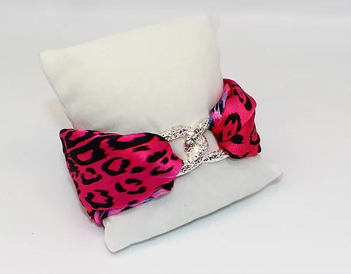 Leopardo Rosa Set Bracciale&Orecchini in Seta