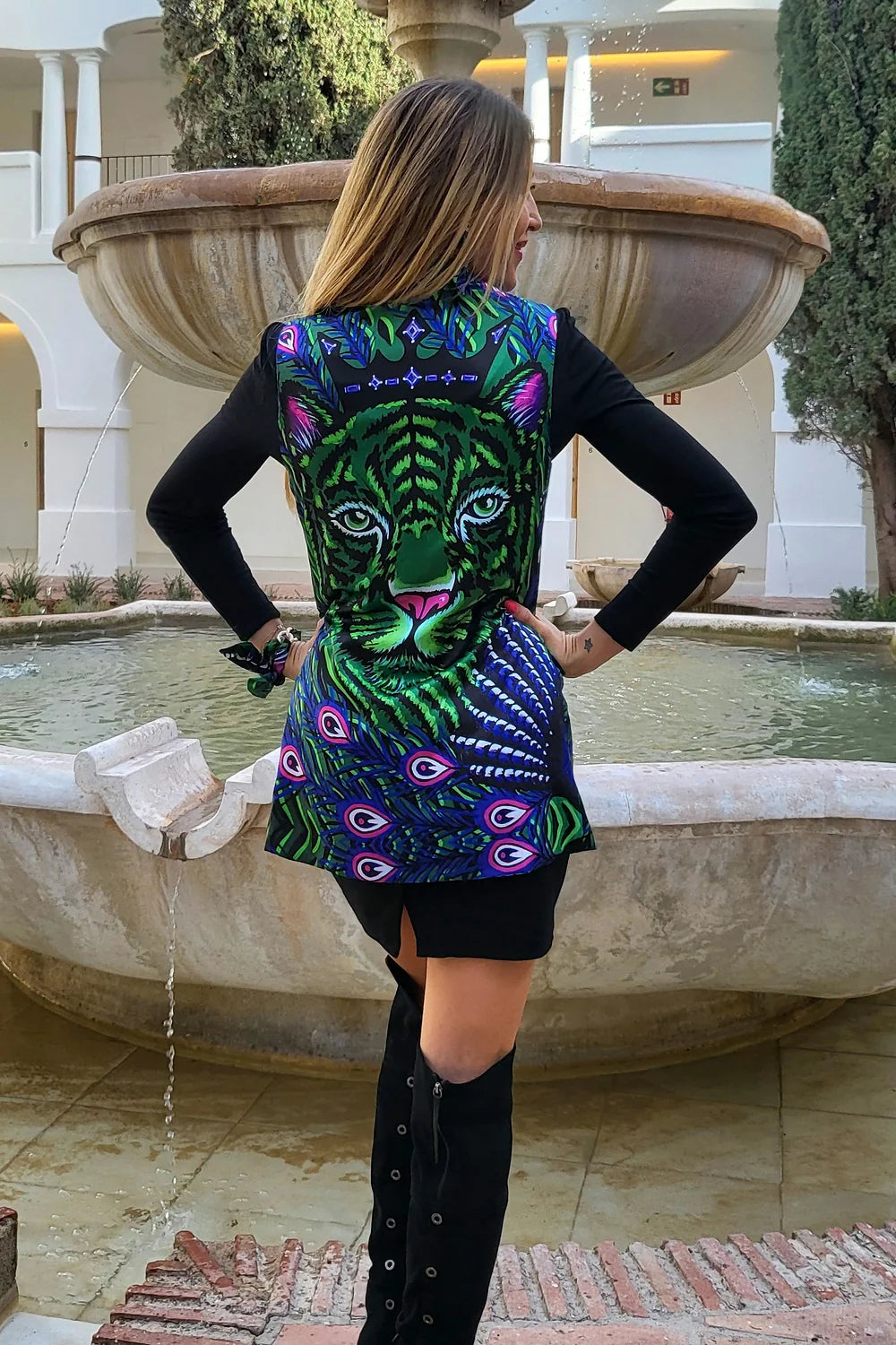 Pavone Viola&Tigre Gilet Reversibile