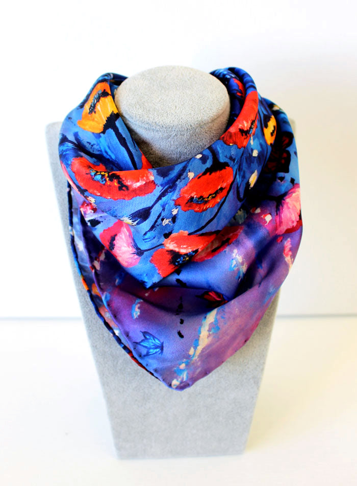 Papavero Foulard in Seta cm. 45x45