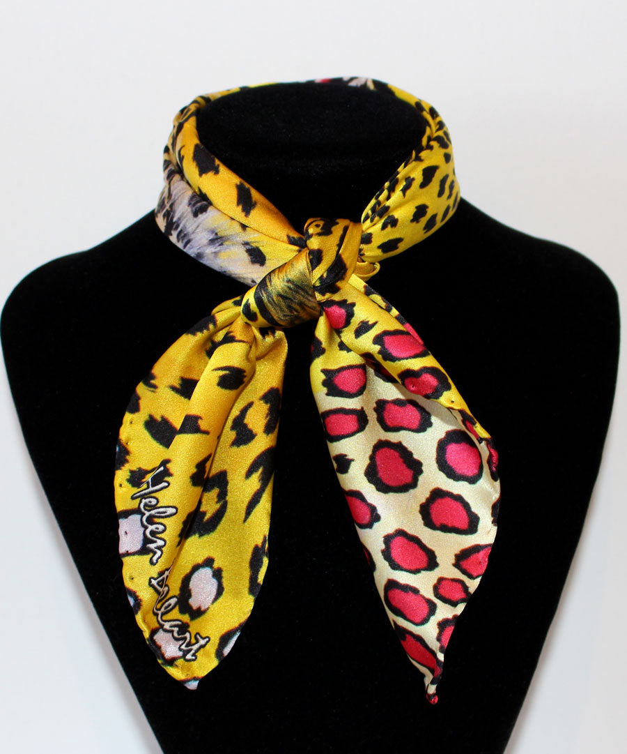 Leopardo Giallo Foulard in Seta cm. 45x45