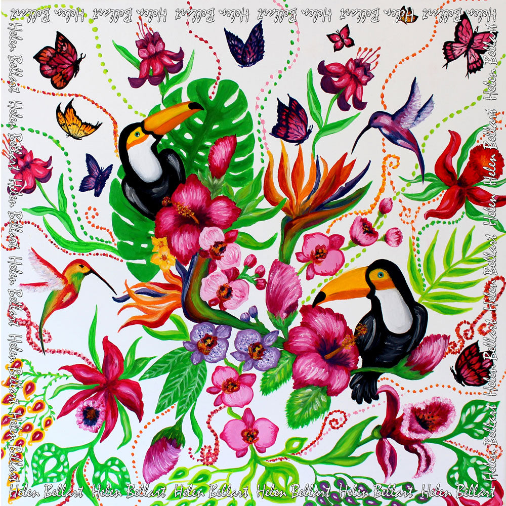 Giardino Tropicale Foulard in Seta cm. 45x45